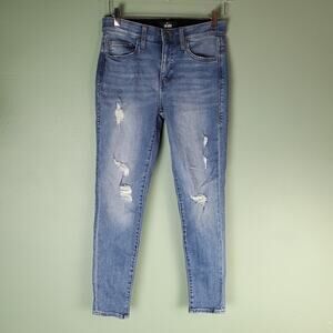 Lularoe Womens Magic Waist Stretch Medium Wash Distressed Jeans Size 28